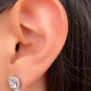 Par Arete Cuadrado Con Perla