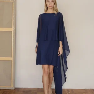 Vestido corto con capa en mesh - ERNESTINA